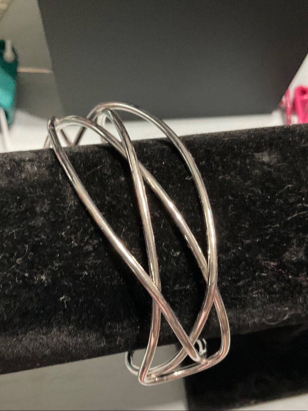 Source Unknown Silver Crisscross Cuff Bracelet
